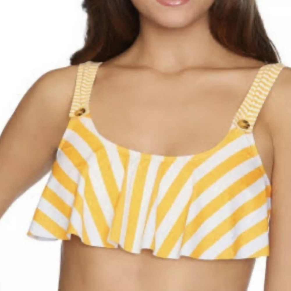 Arizona Jean Co Bikini Top Juniors Orange And White Stripe XXL Bathing Suit New